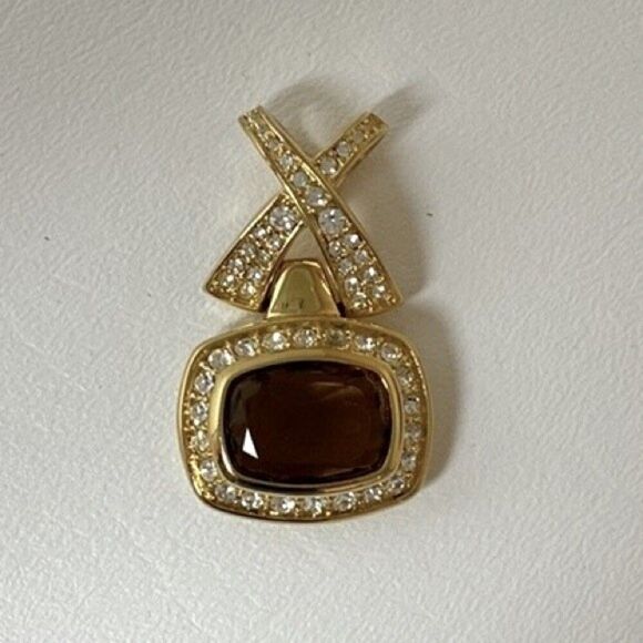Nolan Miller "Fifty-Seventh Street" Pave Crystal Faux Topaz Enhancer Pendant - Picture 1 of 6